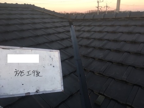他塗装リフォーム施工事例:上三川町 瓦屋根、板金部分塗装、棟部分補修工事