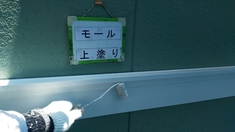 モール塗装 上塗り施工中