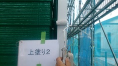 縦樋 上塗り2回目塗装中