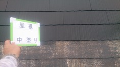 屋根中塗り施工中