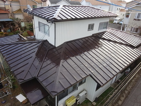 屋根塗装リフォーム施工事例:さくら市 瓦棒トタン屋根　シリコン塗装