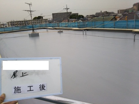 雨漏れをおこしている箇所は補修、他は全体的に保護防水を施しました。